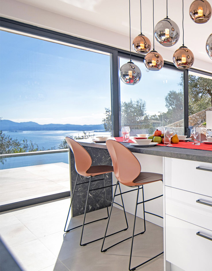 Luxury Villas in Corfu – Living Room Sea View