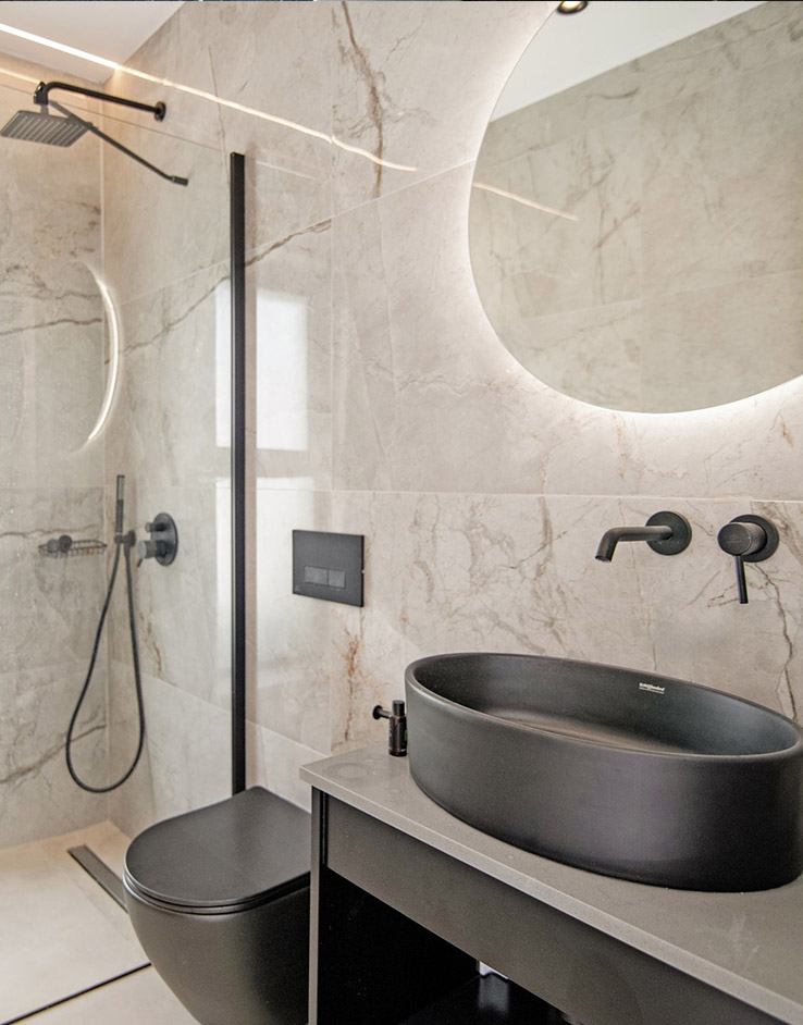 Luxury bathroom with modern design at The Nobles Villas Corfu